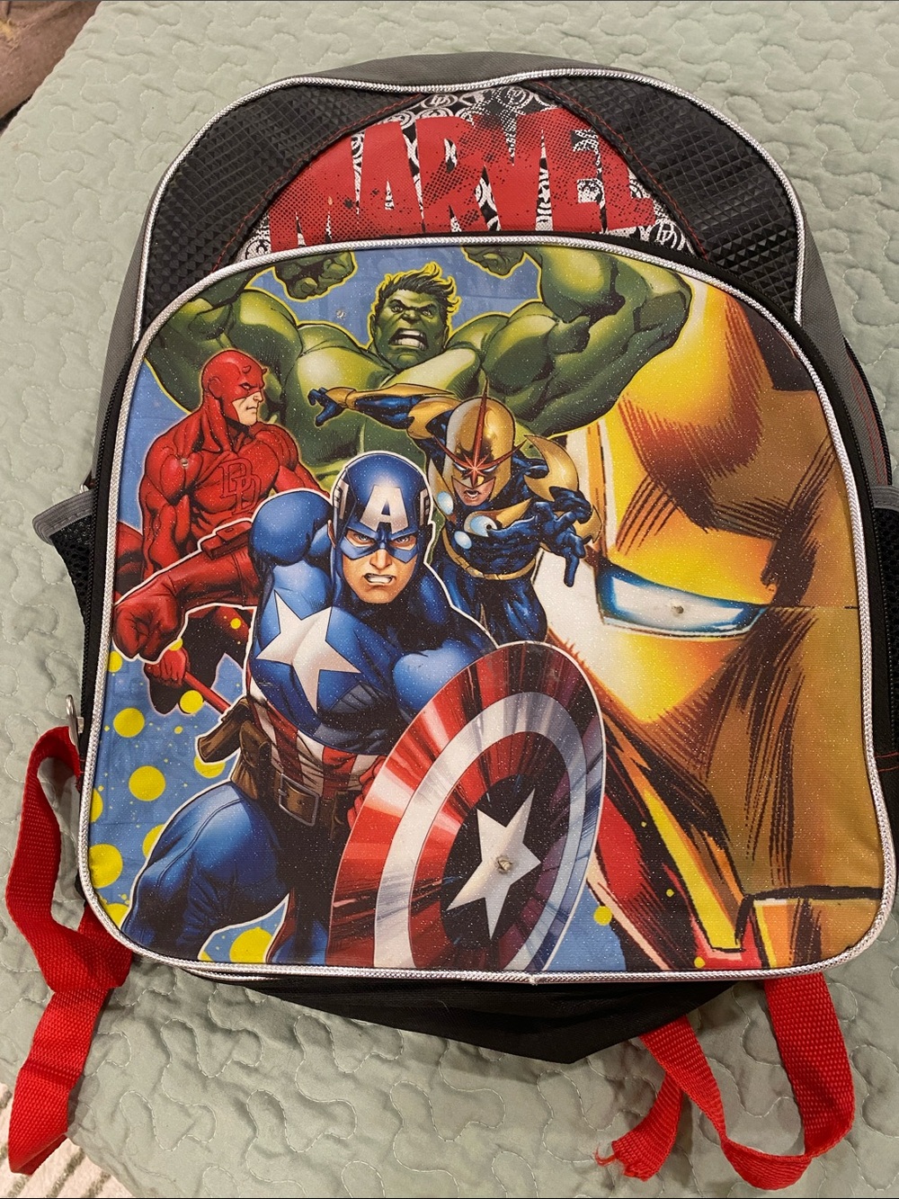 Marvel Kids Backpack with Red, Blue, Yellow Superhero Art